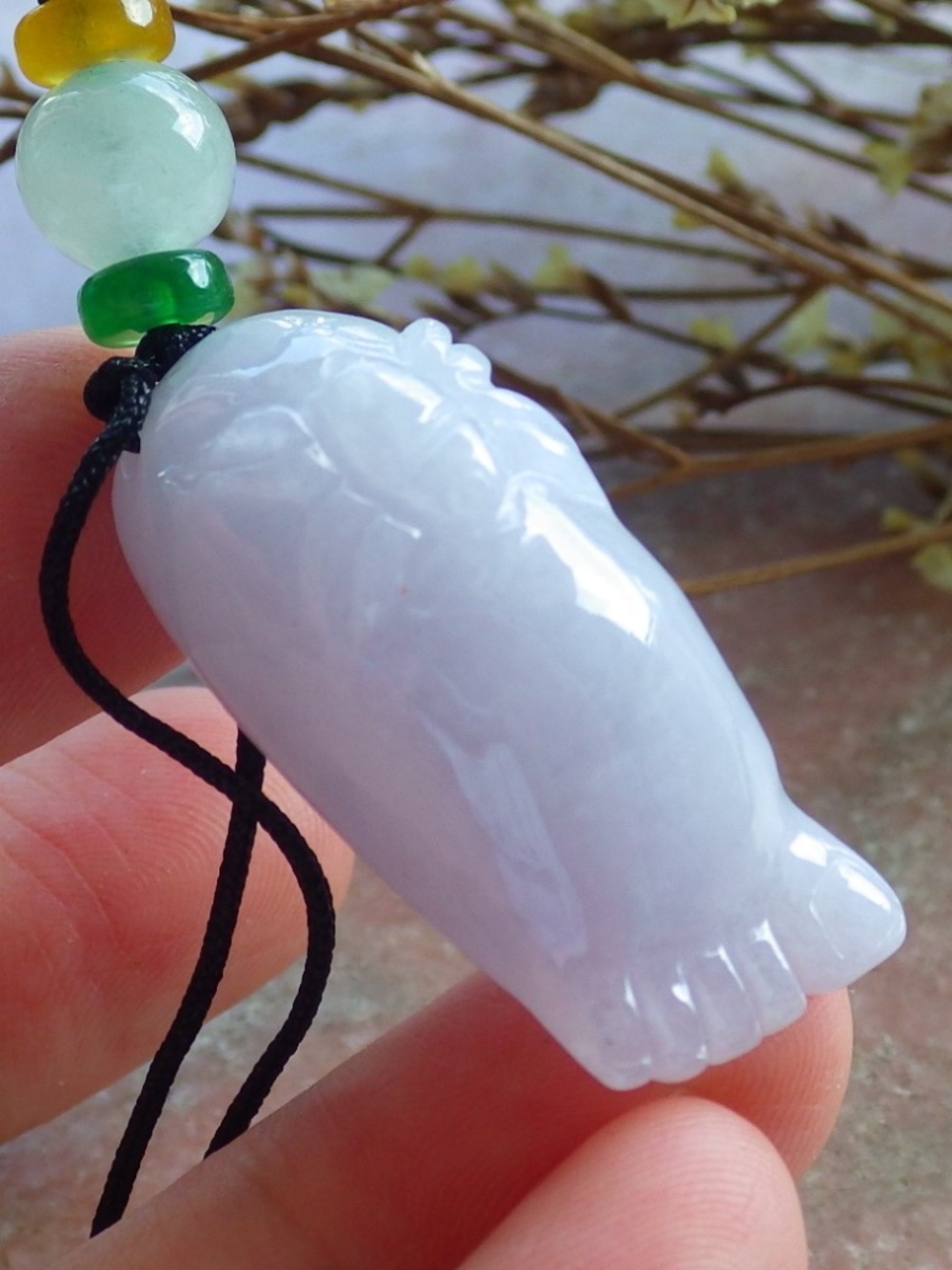 Certified Natural Burma Grade A Jade Jadeite Spider Foot Lucky Amulet Pendant